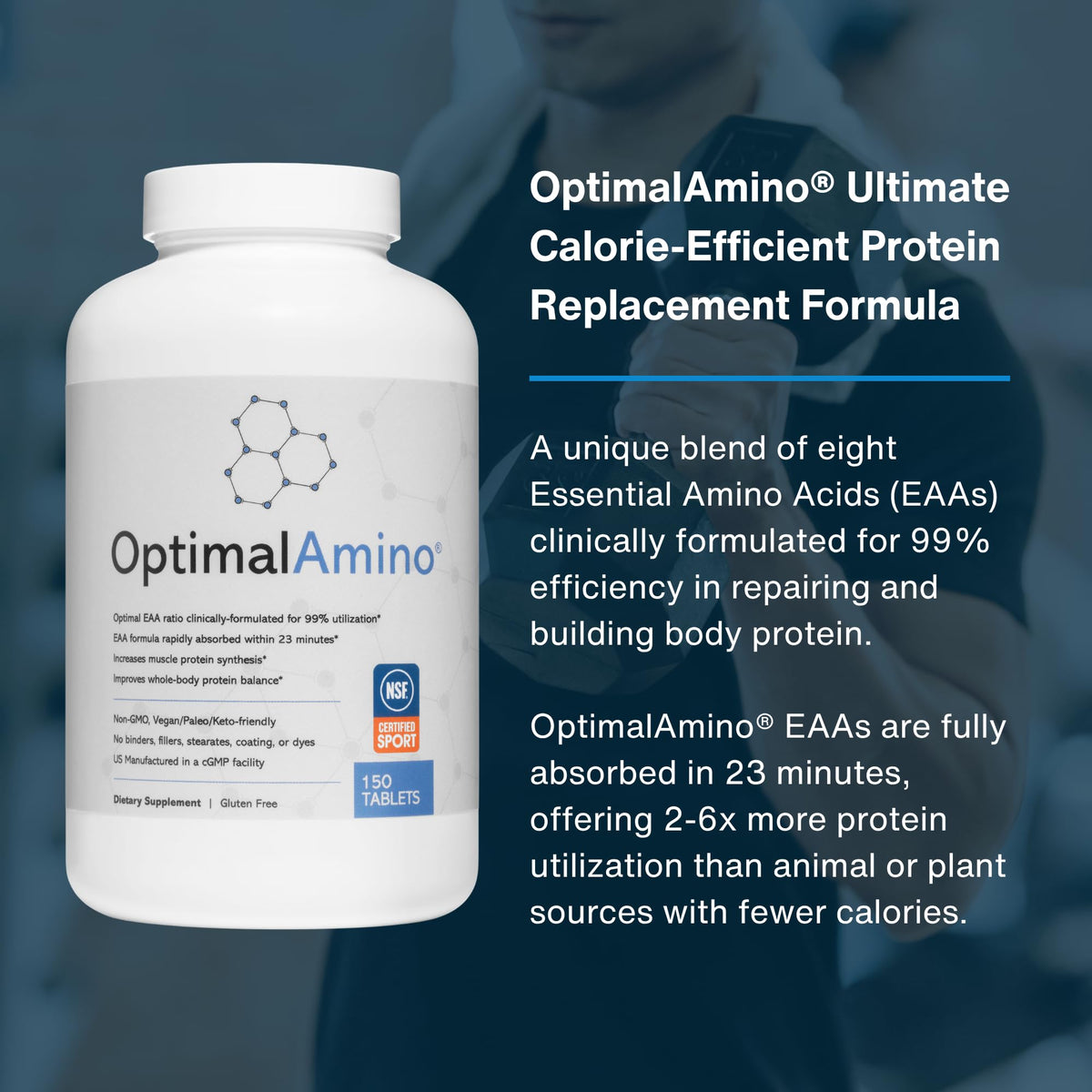 OptimalAmino comprimés d'acides aminés dans une main