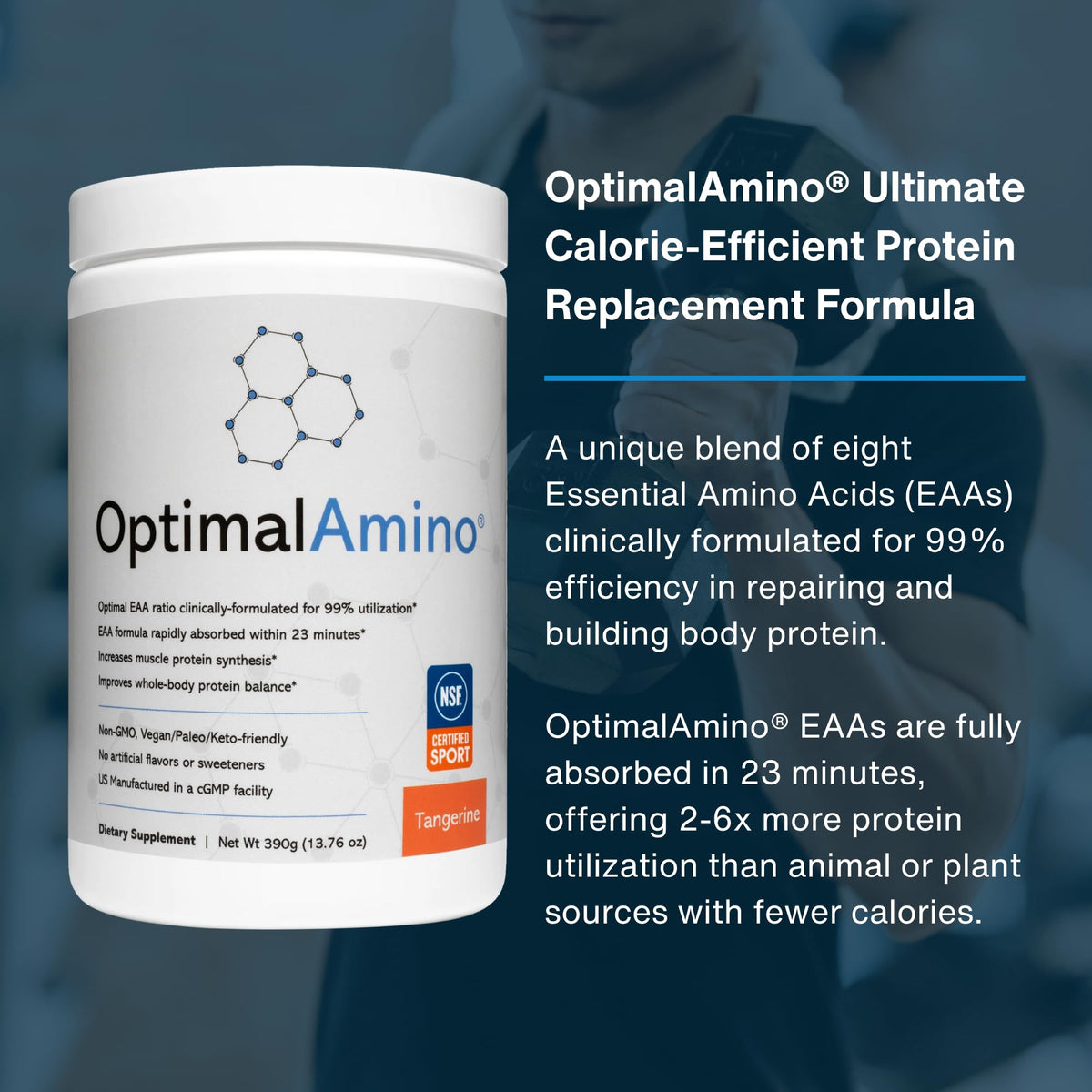 OptimalAmino Poudre d'Amino Acides Essentiels 472g contenant