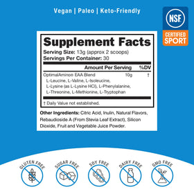 OptimalAmino Poudre d'Amino Acides Essentiels 472g informations nutritionnelles