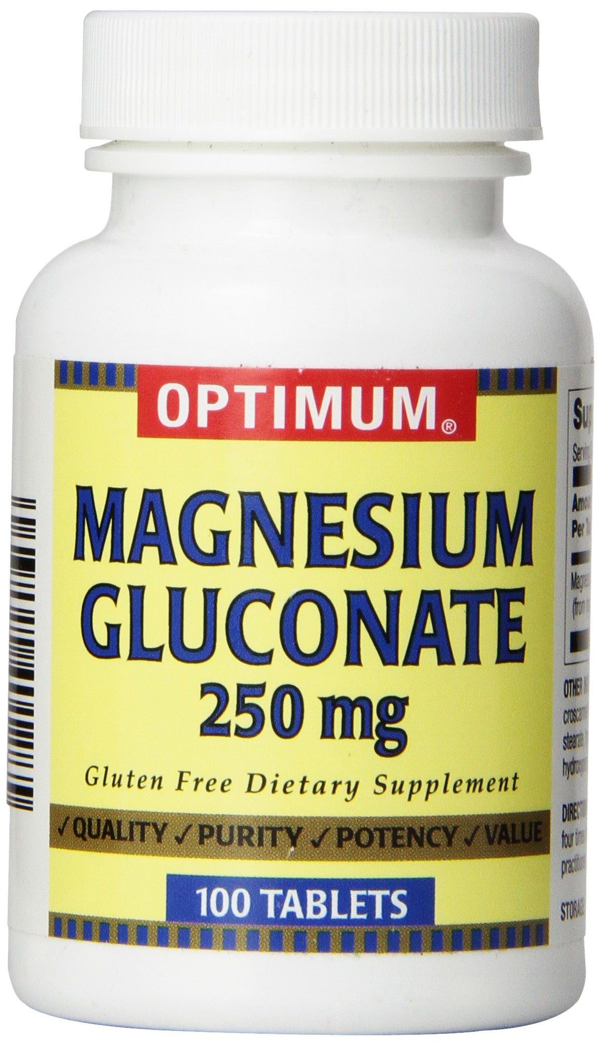 Optimum Magnésium Gluconate 250 mg comprimés, vue de l'emballage avant