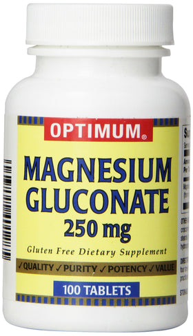 Optimum Magnésium Gluconate 250 mg comprimés, vue de l'emballage avant