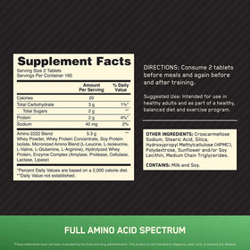 Optimum Nutrition Amino 2222 emballage et informations nutritionnelles