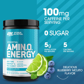 Optimum Nutrition Amino Energy 340g vue arrière avec ingrédients