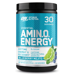 Optimum Nutrition Amino Energy 340g vue de face avec étiquette bleu mojito
