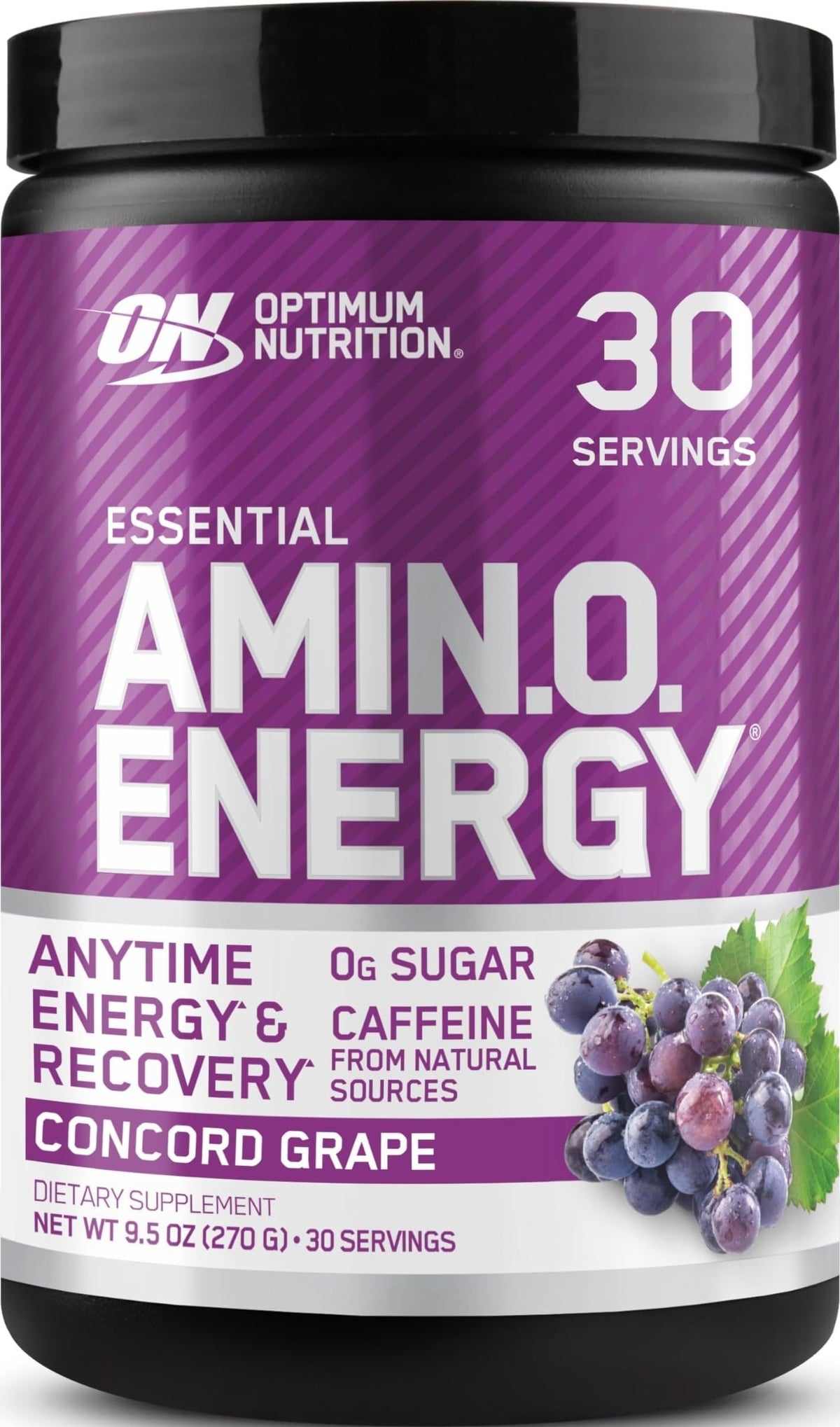 Optimum Nutrition Amino Energy 350g vue avant avec goût raisin concorde