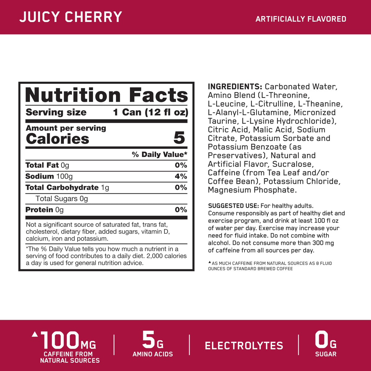 Optimum Nutrition Amino Energy Cerise Juteuse packaging