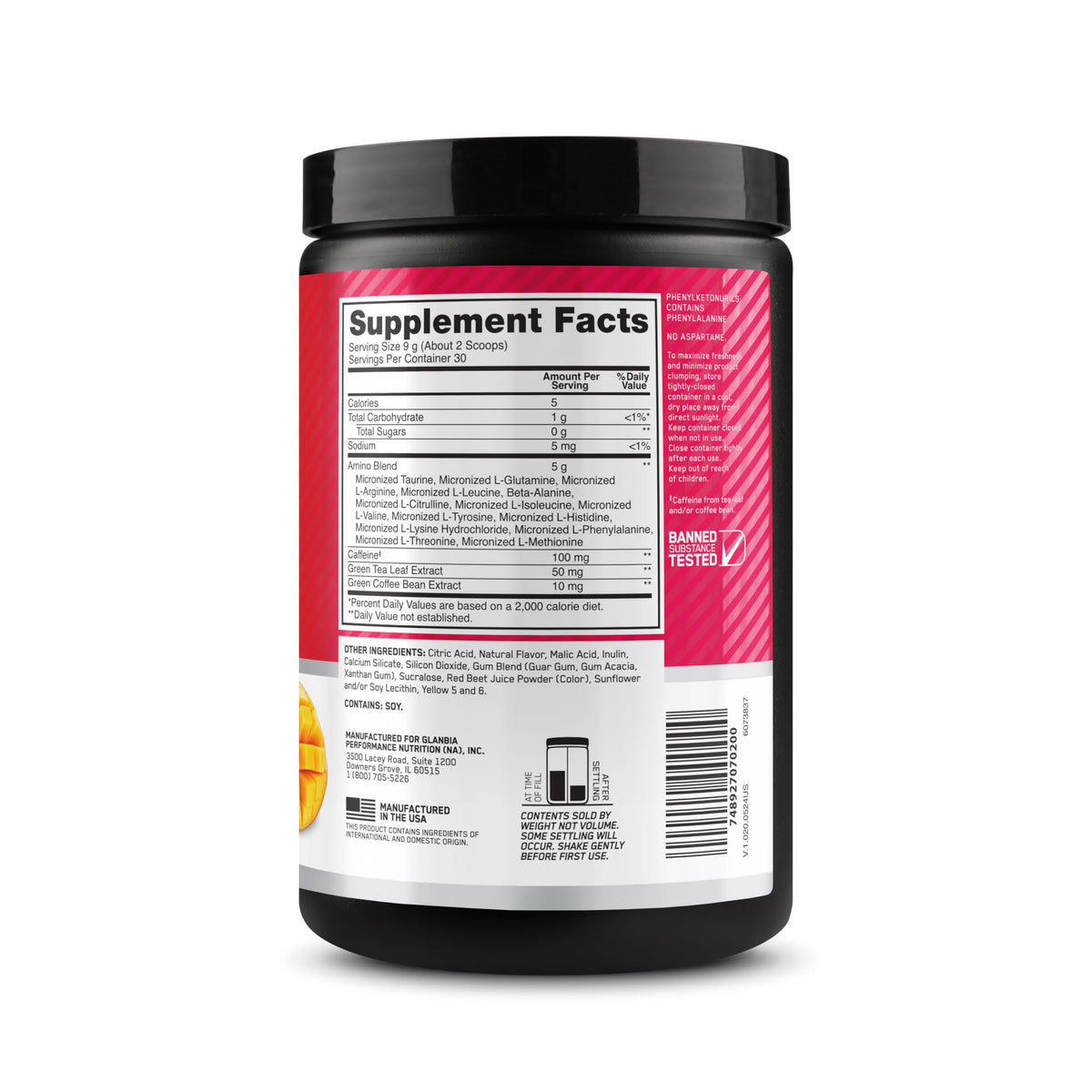 Optimum Nutrition Amino Energy en gros plan sur la poudre
