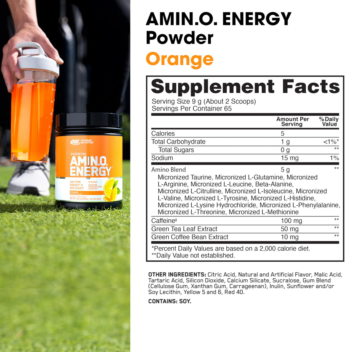 Optimum Nutrition Amino Energy Orange Cooler nutritional information