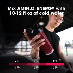 Optimum Nutrition Amino Energy Poudre 355g Fruit Punch avec verre d'eau