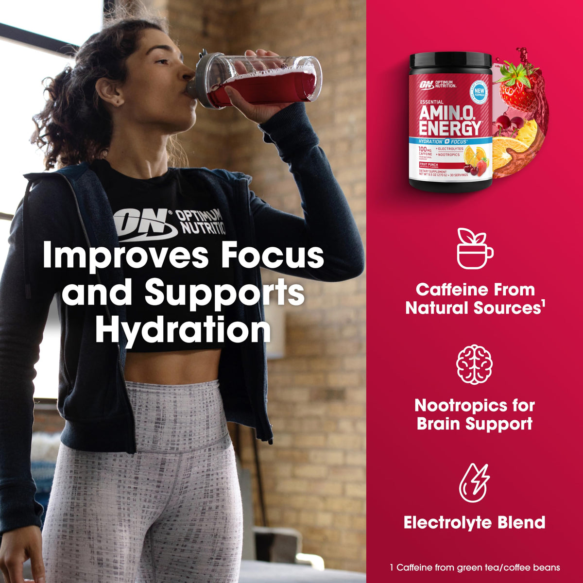 Optimum Nutrition Amino Energy Poudre 355g Fruit Punch en préparation