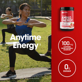 Optimum Nutrition Amino Energy Poudre Fraise Juteuse 363g en utilisation dans un shaker