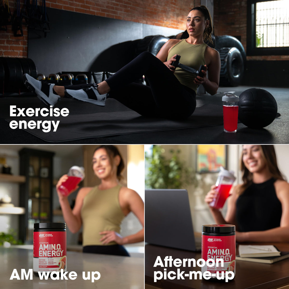 Optimum Nutrition Amino Energy Poudre Fruit Fusion 340g avec cuillère doseuse
