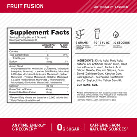 Optimum Nutrition Amino Energy Poudre Fruit Fusion 340g vue arrière