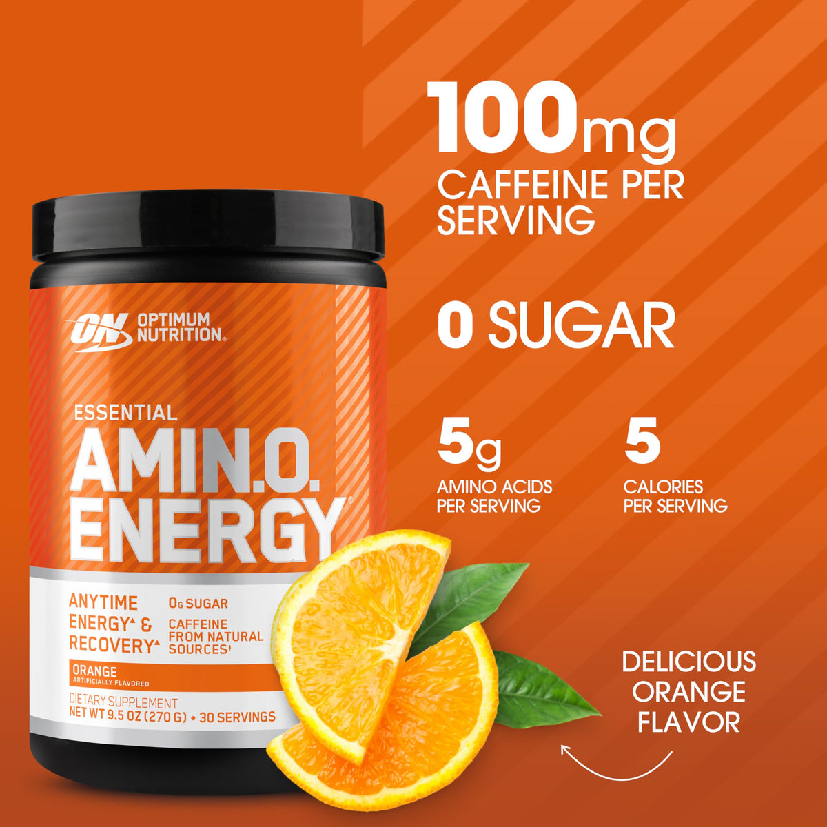 Optimum Nutrition Amino Energy Poudre Orange 9,5 Oz packaging