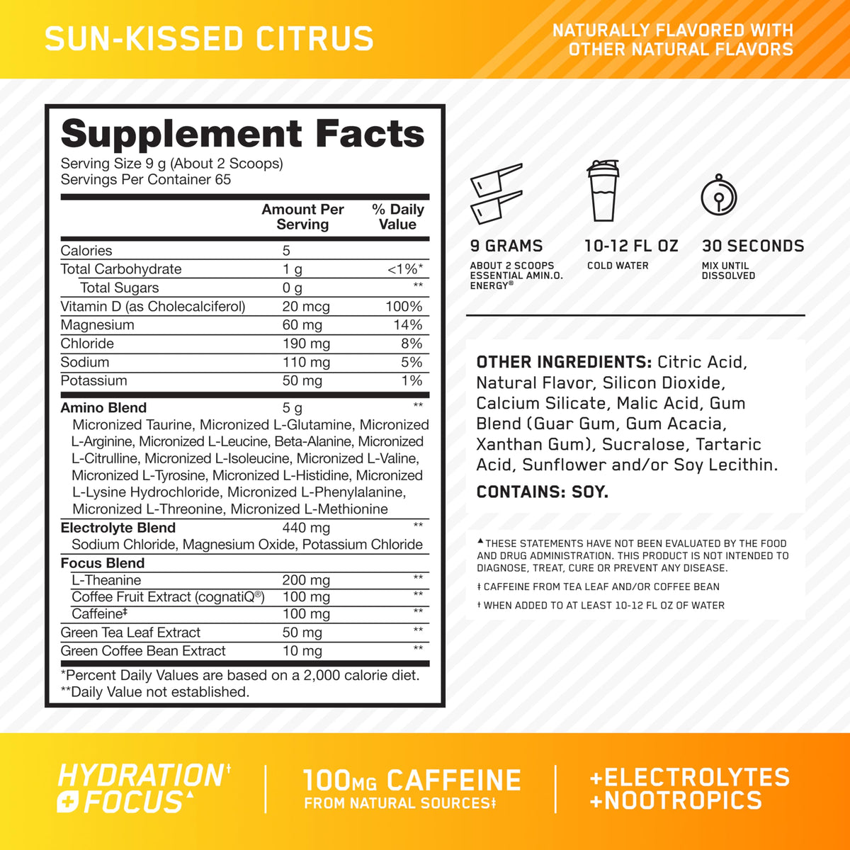 Optimum Nutrition Amino Energy Poudre Sunkissed Citrus 680g en situation