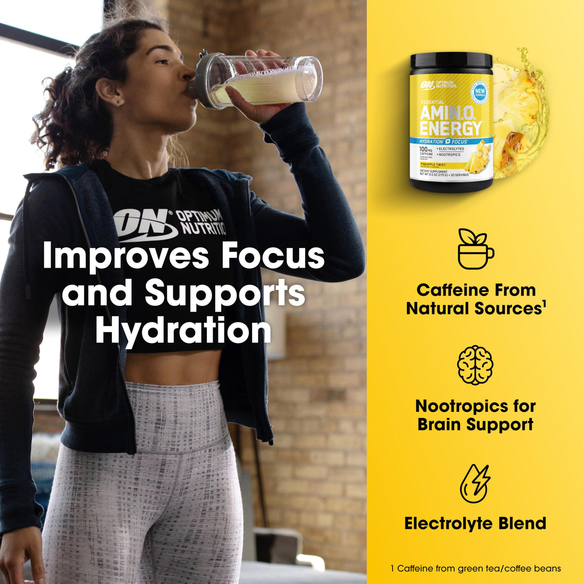 Optimum Nutrition Amino Energy Powder 372g Ananas dans un verre