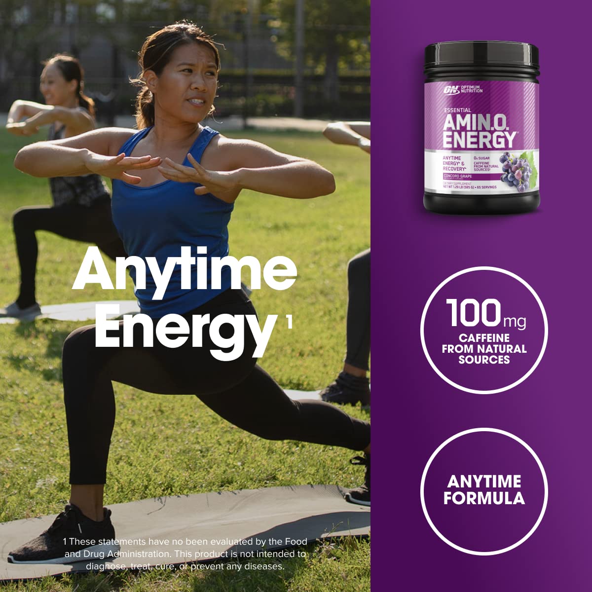 Optimum Nutrition Amino Energy Pré-Workout 65 Servings, vue de côté
