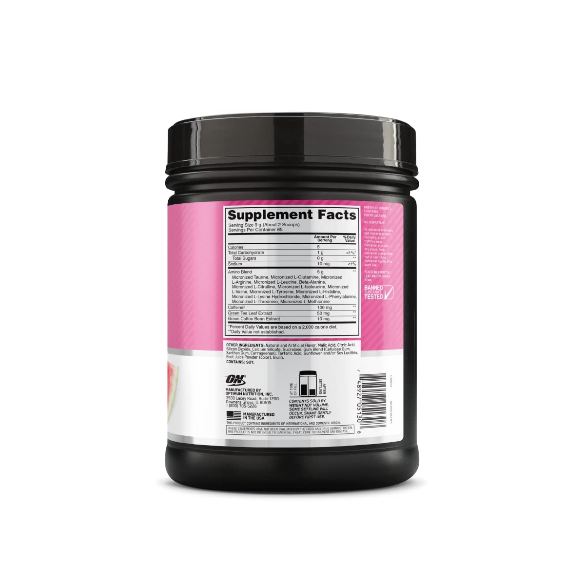 Optimum Nutrition Amino Energy Pré-Workout avec accessoires de sport