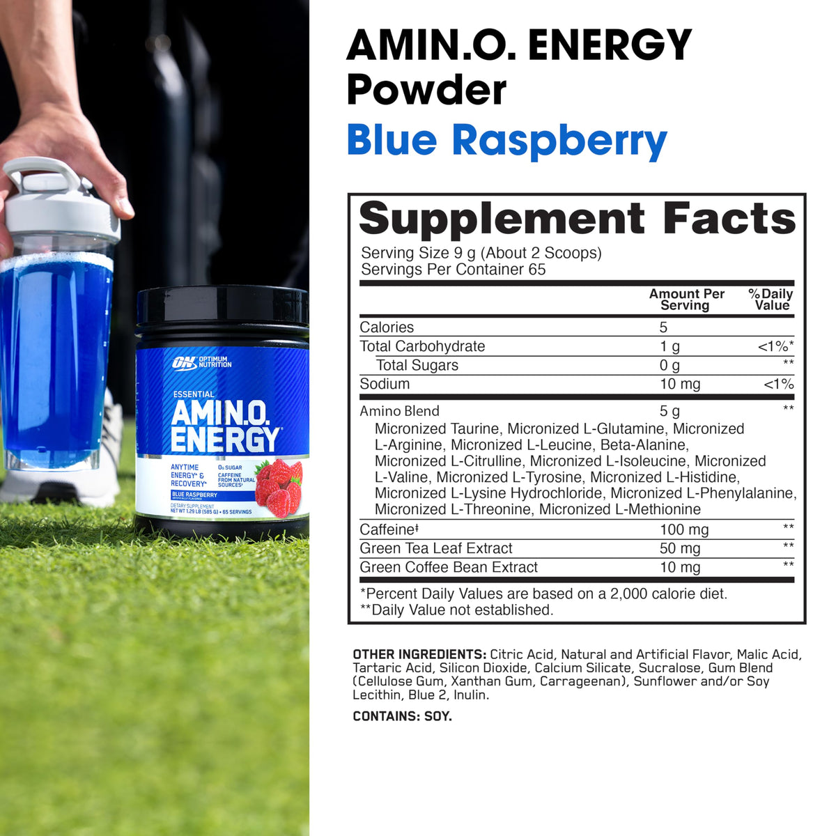 Optimum Nutrition Amino Energy Pré-Workout dos de l'emballage