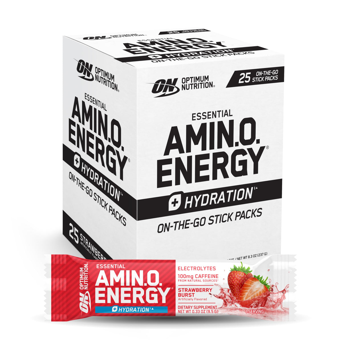 Optimum Nutrition Amino Energy Stick Packs Fraise 25Ct vue de face