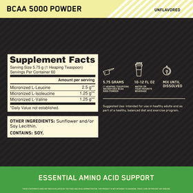 Optimum Nutrition BCAA 5000 Poudre 431g vue arrière