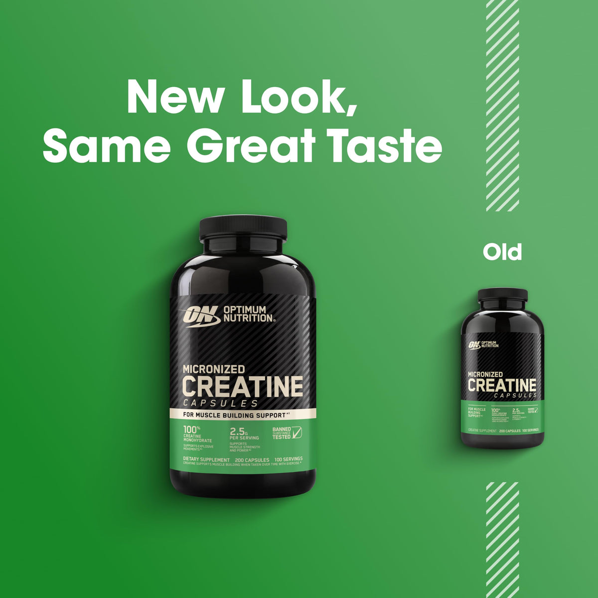 Optimum Nutrition Créatine Monohydrate Capsules 200 Ct ouvertes avec capsules visibles
