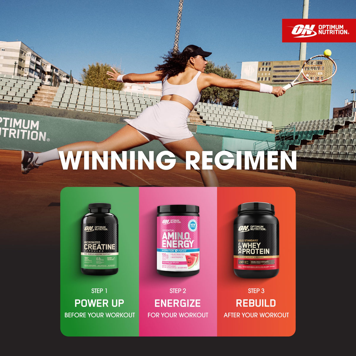 Optimum Nutrition Créatine Monohydrate Capsules 200 Ct sur une table