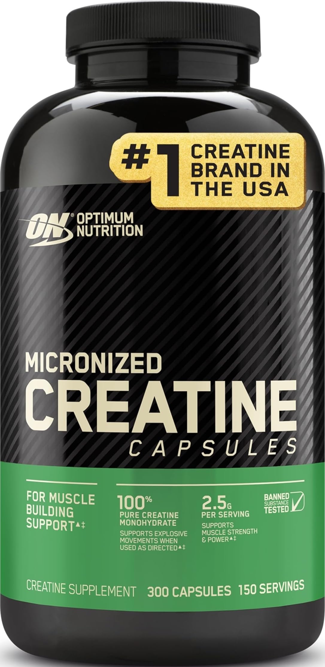 Optimum Nutrition Créatine Monohydrate Capsules 300 Ct vue de face