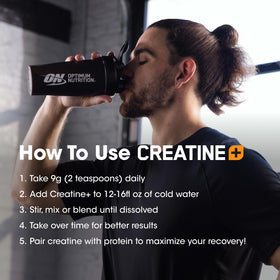 Optimum Nutrition Créatine Monohydrate Plus 720g en poudre dans un shaker