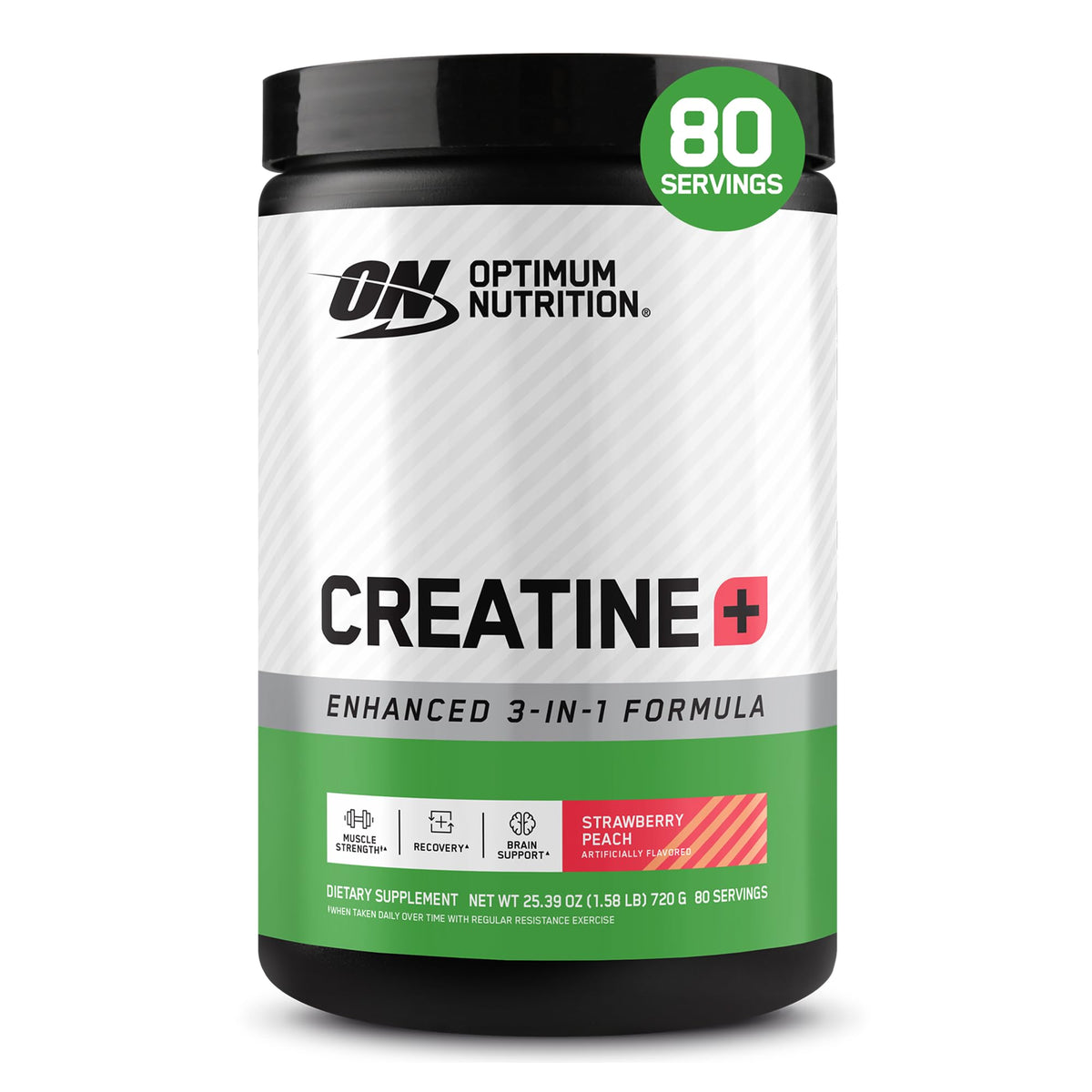Optimum Nutrition Créatine Monohydrate Plus 720g saveur pêche fraise vue avant