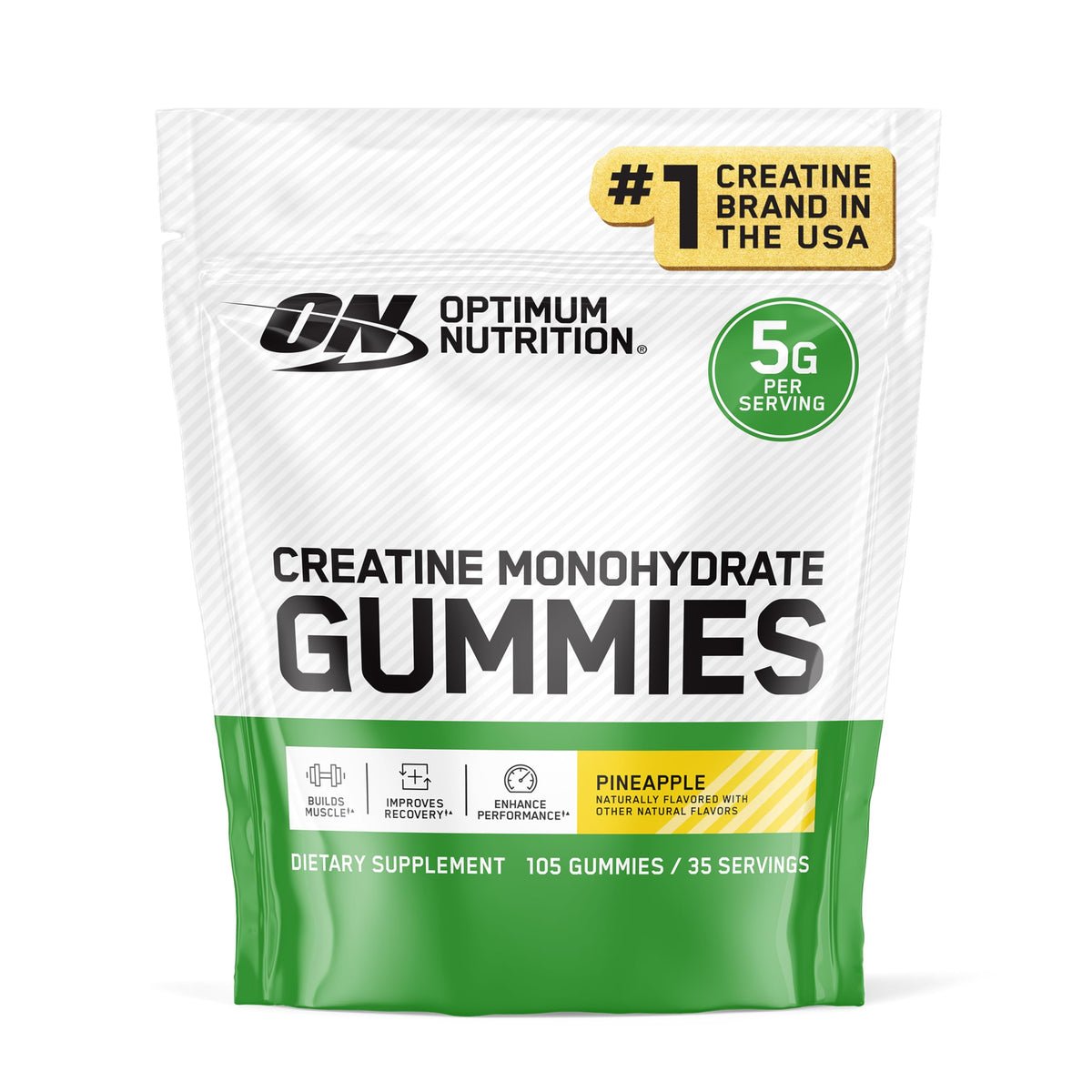 Optimum Nutrition Gummies Créatine Monohydrate Ananas 105 pièces vue de devant