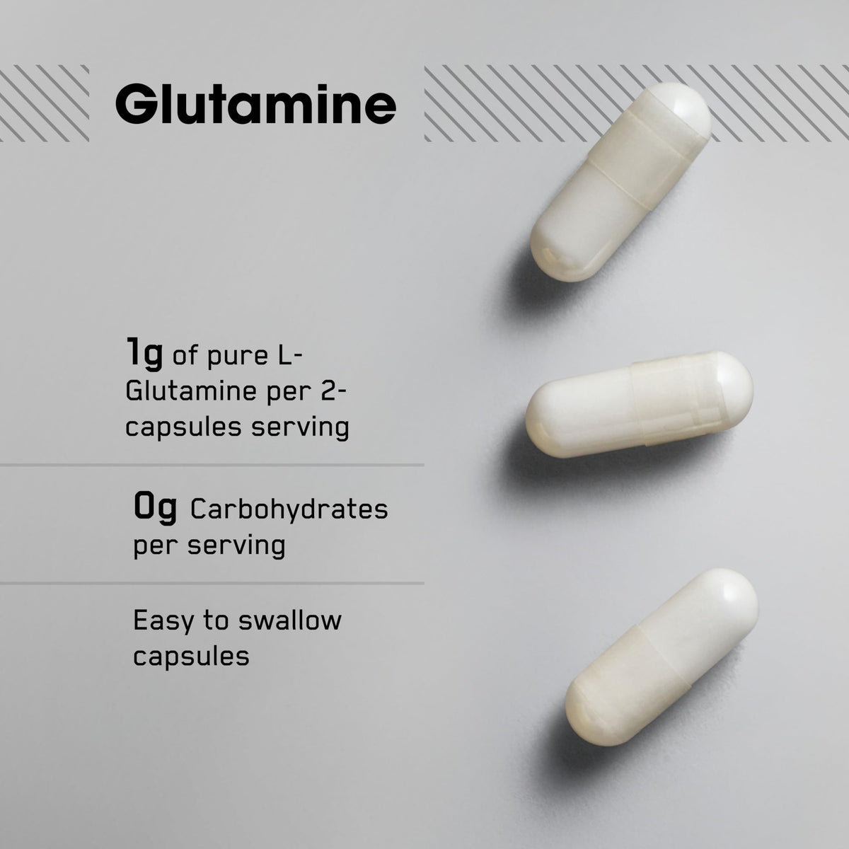 Optimum Nutrition L-Glutamine 1000mg capsules side view