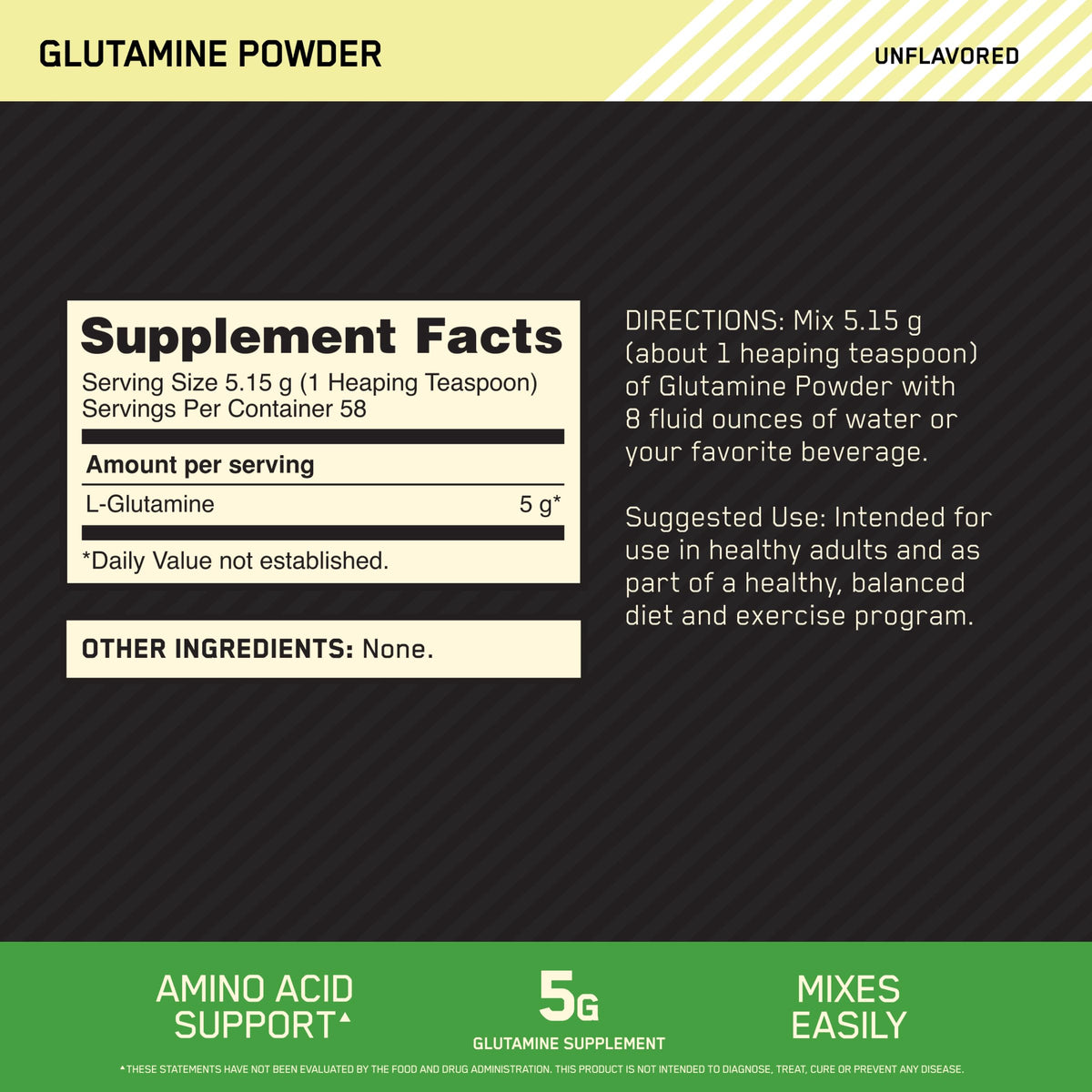 Optimum Nutrition L-Glutamine 300g contenant et dosette