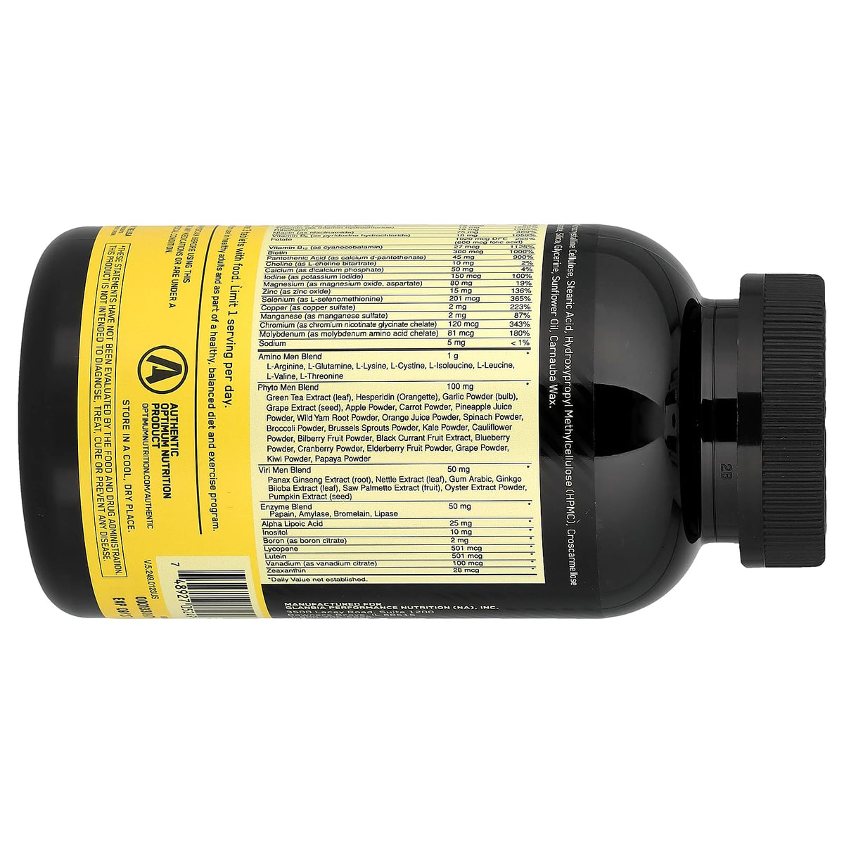 Optimum Nutrition Opti-Men 240 comprimés sur fond neutre
