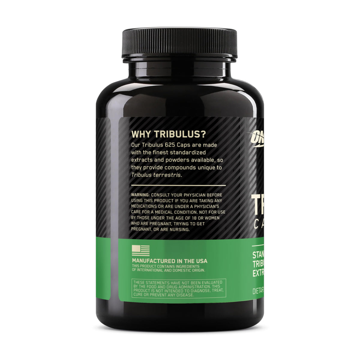 Optimum Nutrition Tribulus Extract Blend Capsules showing the back label