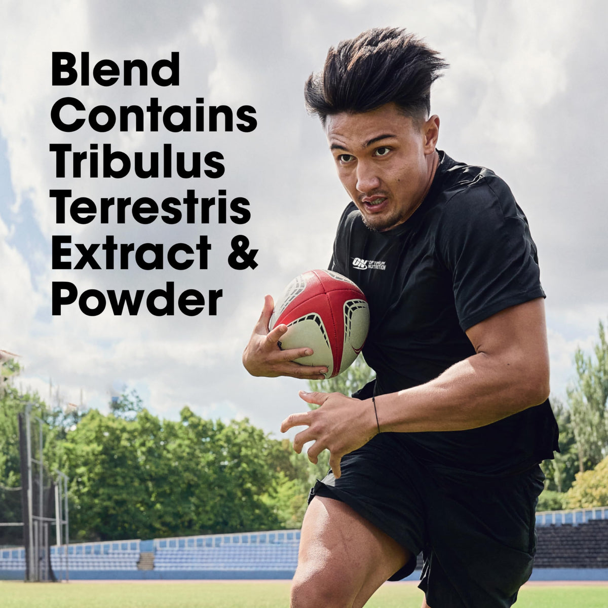 Optimum Nutrition Tribulus Extract Blend Capsules with a glass of water