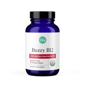 Ora Organic B12 1500mcg comprimés à mâcher framboise devant