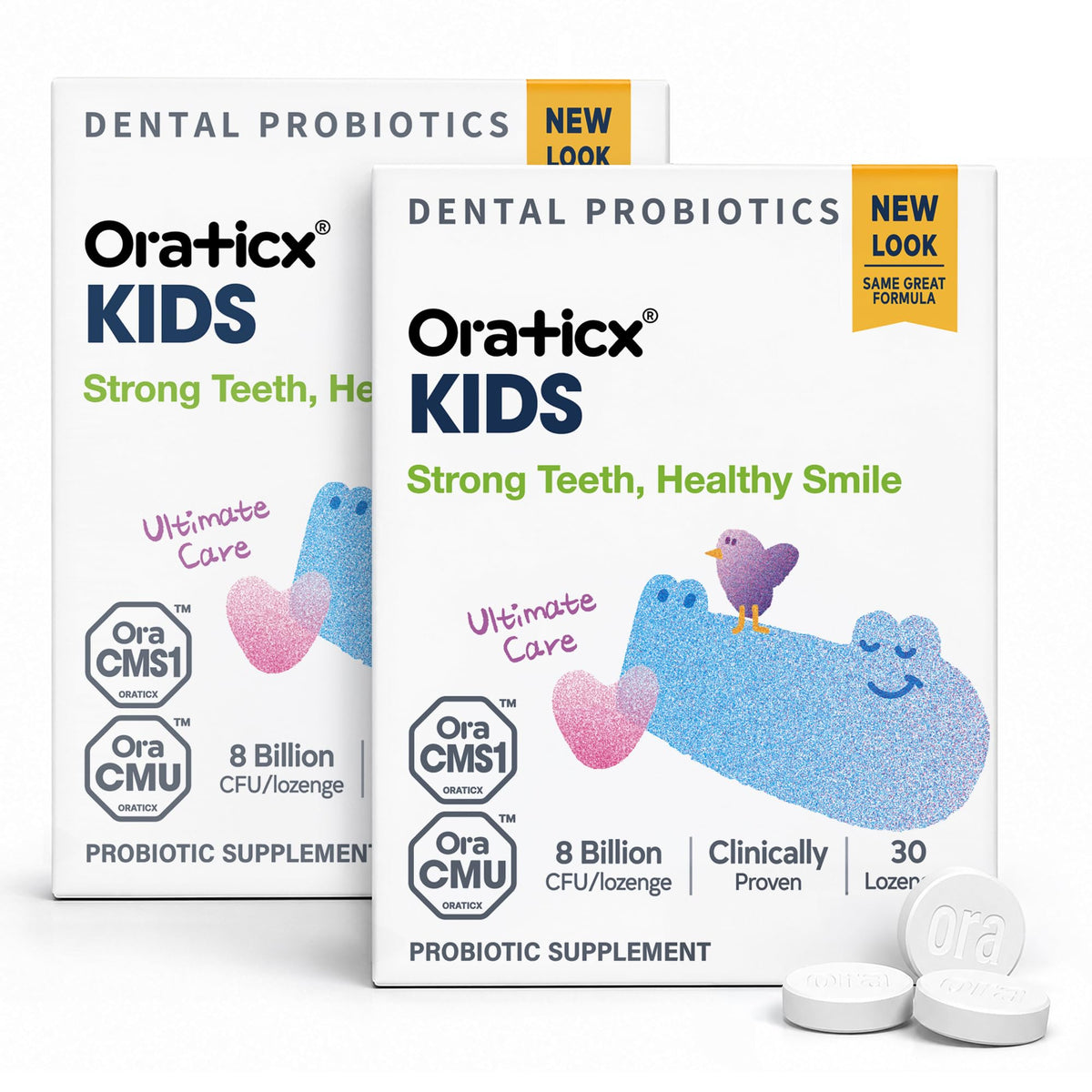 OraTicx Probiotiques Dentaires Enfant, 30 pastilles goût yaourt, emballage avant