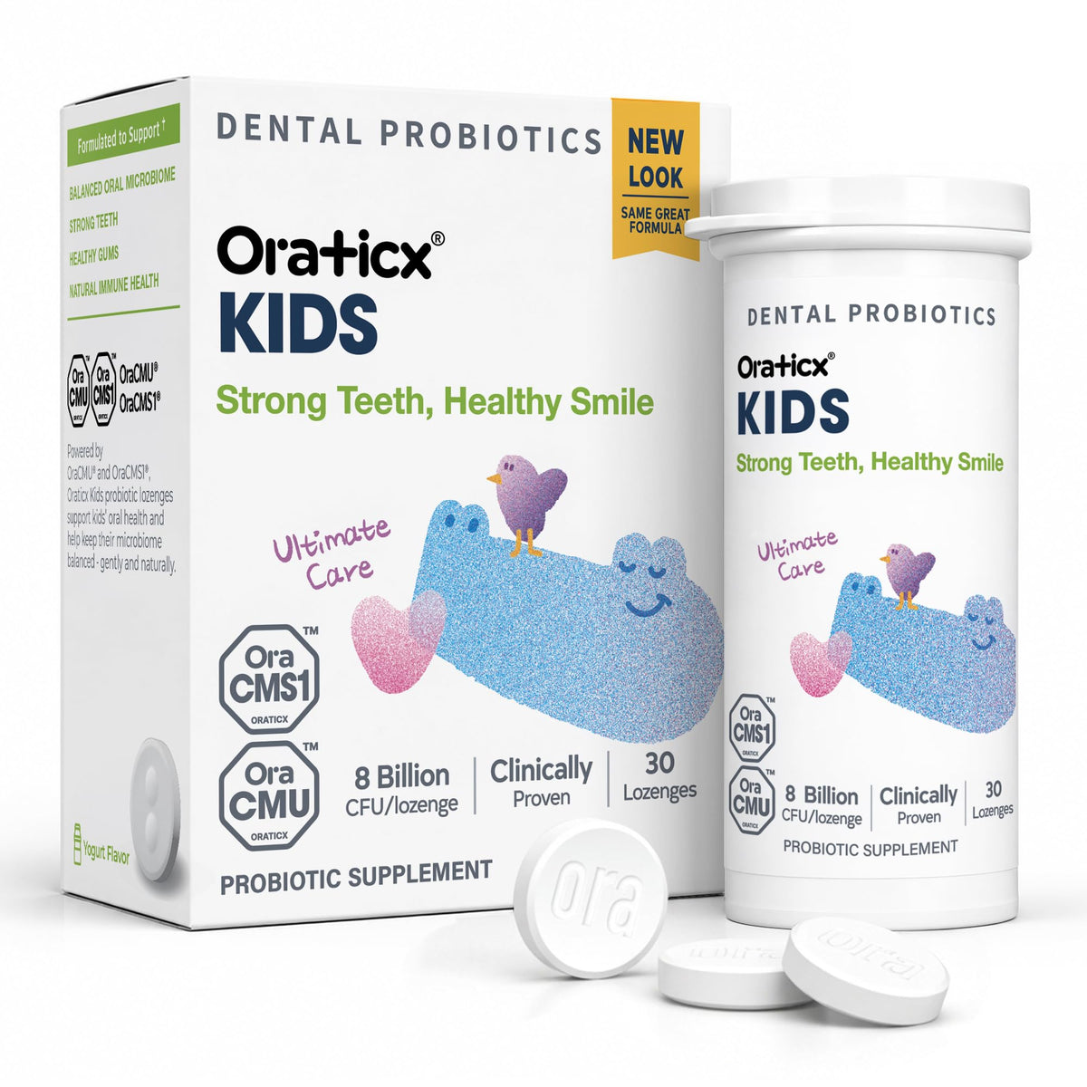 OraTicx Probiotiques Dentaires Enfants Saveur Yaourt, emballage avant