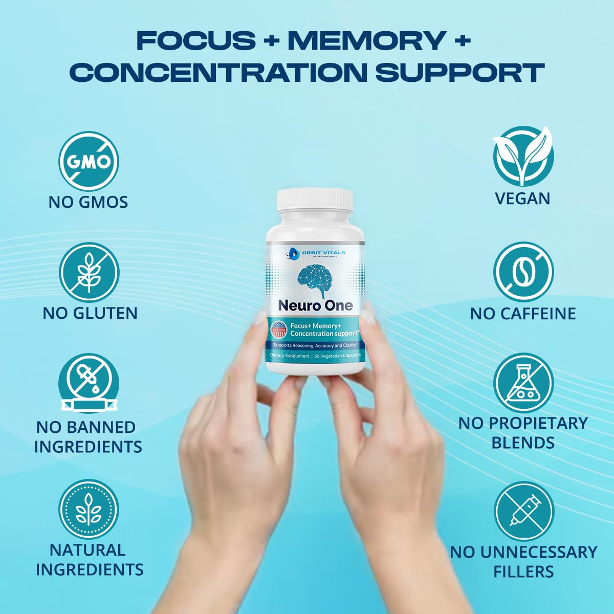 Orbit Vitals Neuro Complément Alimentaire Mémoire 60 Capsules sur une table