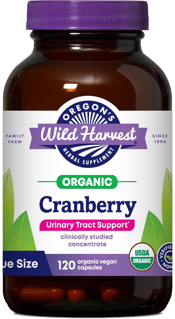 Oregon's Wild Harvest Canneberge 120 capsules végétales, vue de face