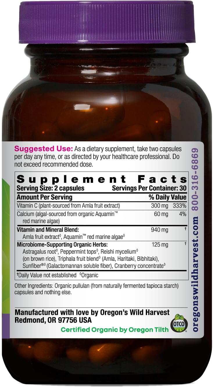 Oregon's Wild Harvest Capsules de Vitamine C bio, flacon ouvert