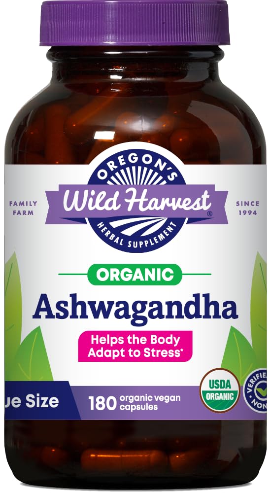 Oregon's Wild Harvest Complément Alimentaire Ashwagandha Bio 180 Capsules vue avant