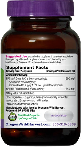 Oregon's Wild Harvest Complément Alimentaire Cranberry 168g étiquette et ingrédients
