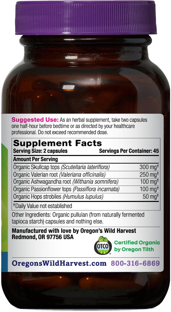 Oregon's Wild Harvest Complément Alimentaire Sommeil - emballage et capsules