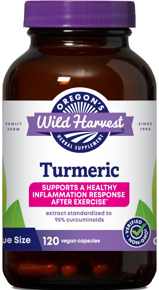 Oregon's Wild Harvest Curcuma 120 capsules végétales bio, vue de face