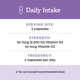 Oregon's Wild Harvest D3 et K2 capsules sur une table