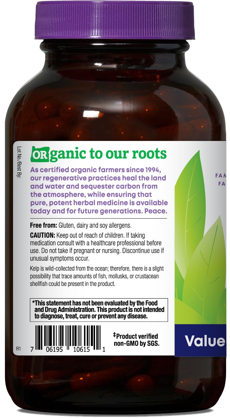 Oregon's Wild Harvest Kelp Bio 180 capsules sur un fond blanc
