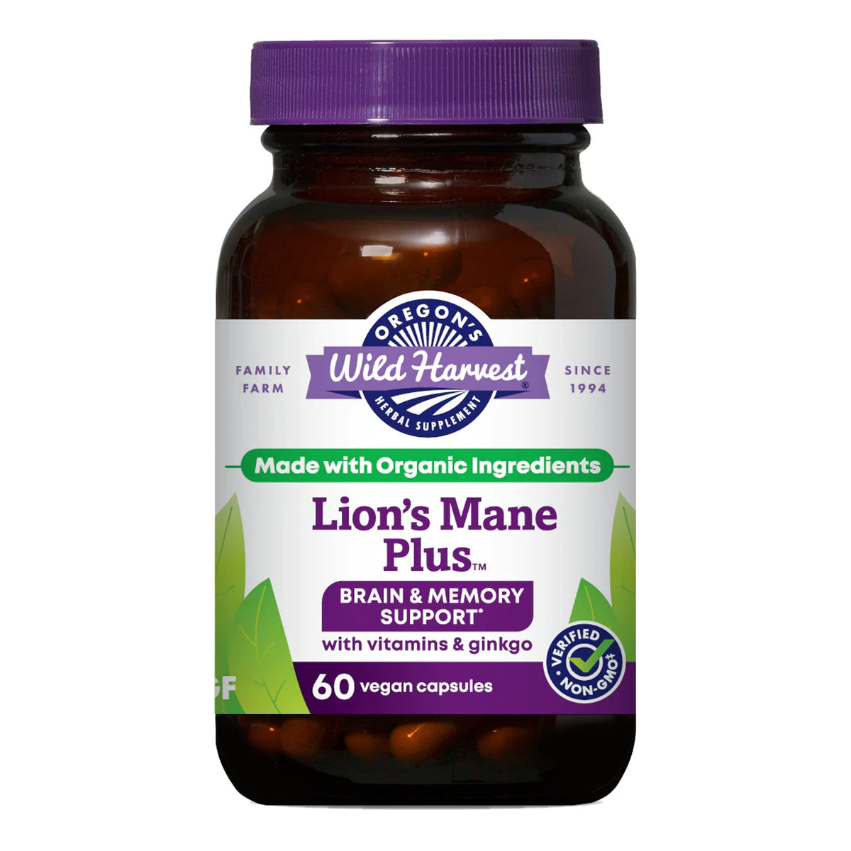 Oregon's Wild Harvest Lion's Mane Plus 60 capsules vue de face