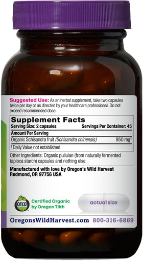 Oregon's Wild Harvest Schisandra capsules sur une surface en bois